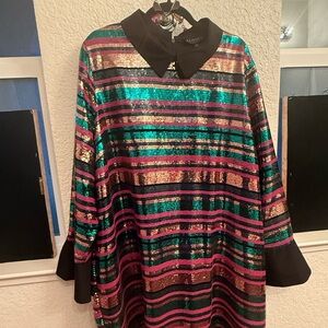 Eloquii Multicolor Sequin Striped Dress